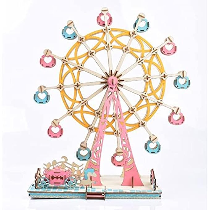 3D WOODEN FERRIS WHEEL BUILDING KIT WOODEN PUZZLE WOODEN FOR BIRTHDAY PRESENT - Image 4